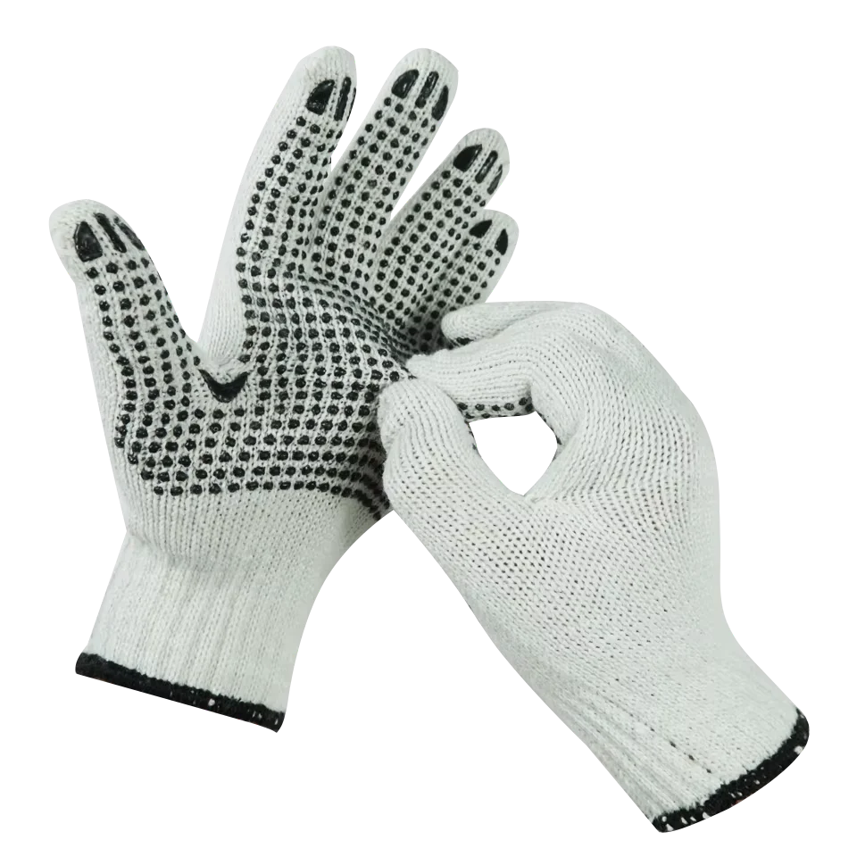 PVC Dotted Cotton + Polyester  Knitted Work Gloves Anti Slip Gloves with Dots