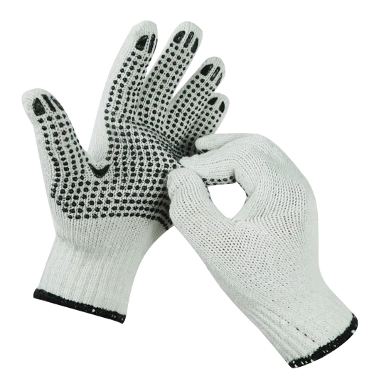 PVC Dotted Cotton + Polyester  Knitted Work Gloves Anti Slip Gloves with Dots