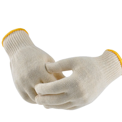 China Wholesale 7/10 Gauge Custom Logo Knitted Protective Hand Safety Gloves Strong Nature Original White Labour Working Gloves