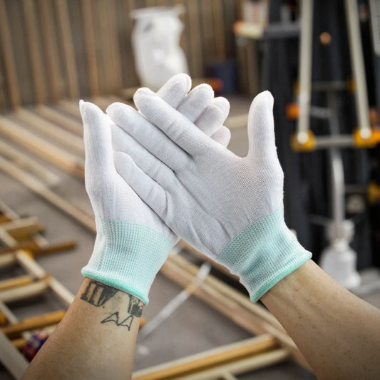 13 Gauge PU Palm Coated Gloves Wholesale Wear Resistant Safety Work Gloves White Coating Industry Glove