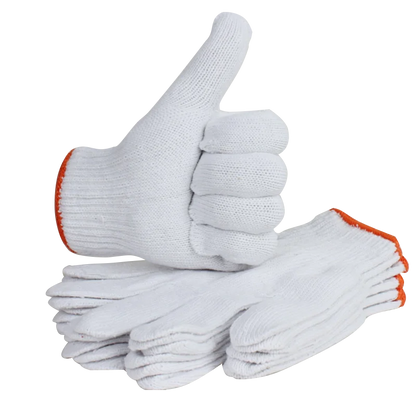 China Wholesale 7/10 Gauge Custom Logo Knitted Protective Hand Safety Gloves Strong Nature Original White Labour Working Gloves