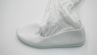 White Reusable Washable Leather Cleanroom Shoes - Durable Antistatic ESD Boots