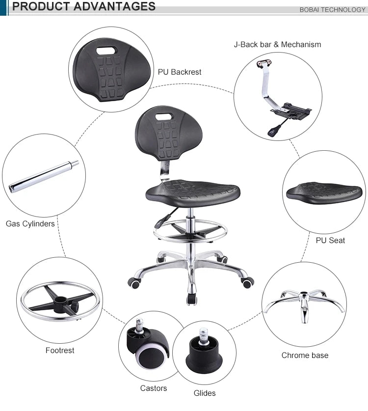 Laboratory Furniture Computer Lab Chair/High Quality Adjustable Lab Stool Anti-static PU Hospital Chair/Rotatable ESD Chair